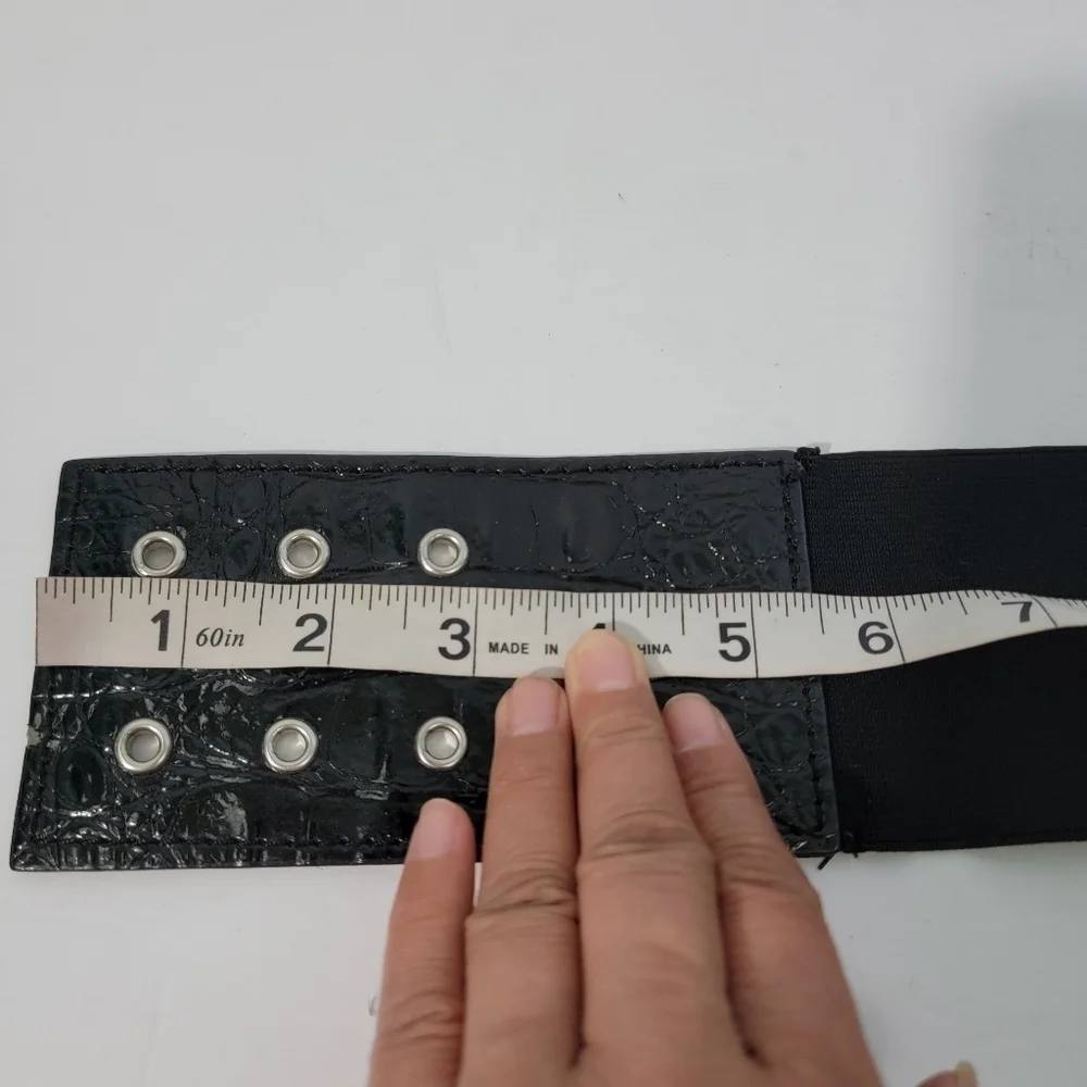MNG Mango 43650397 99C 02 Black Elastic Wide Belt L 30.5